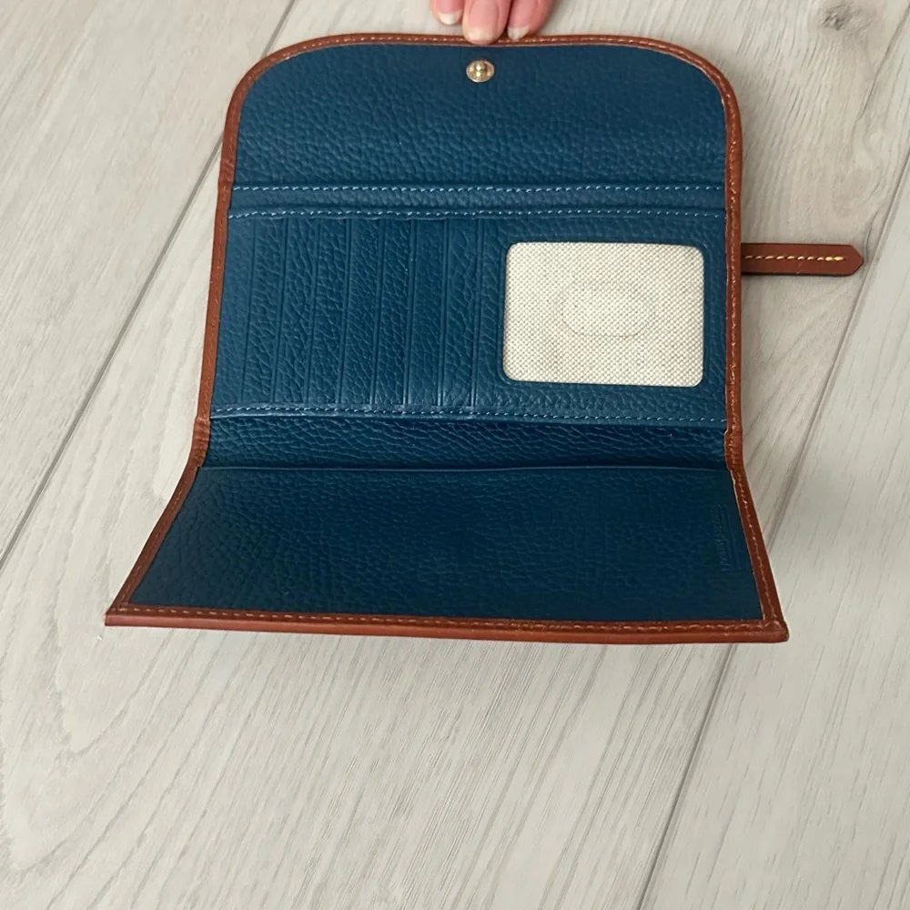 Dooney & Bourke Teal Pebble Leather Drawstring Shoulder Bag and Wallet